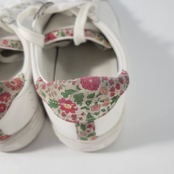J Crew Saturday White Leather With Flower Print Sneakers Women's Size 9 - Picture 11 of 11